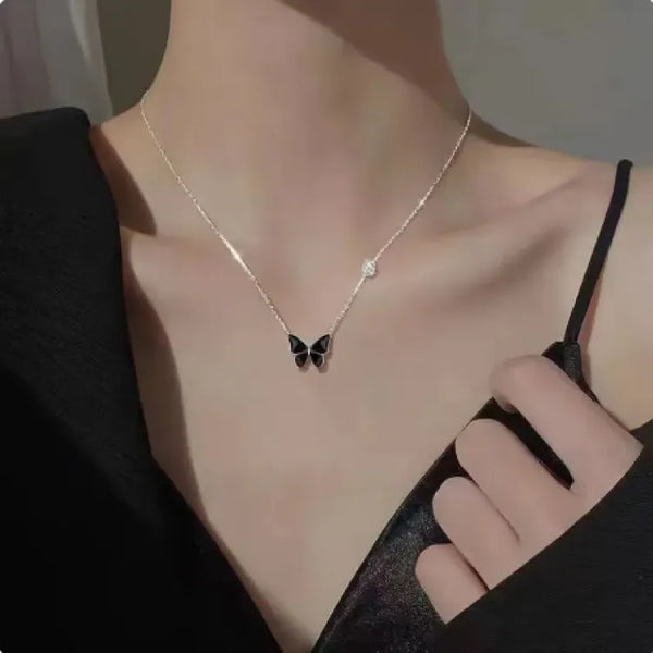 Black Butterfly Pendant Necklace - Zaylure Jewels