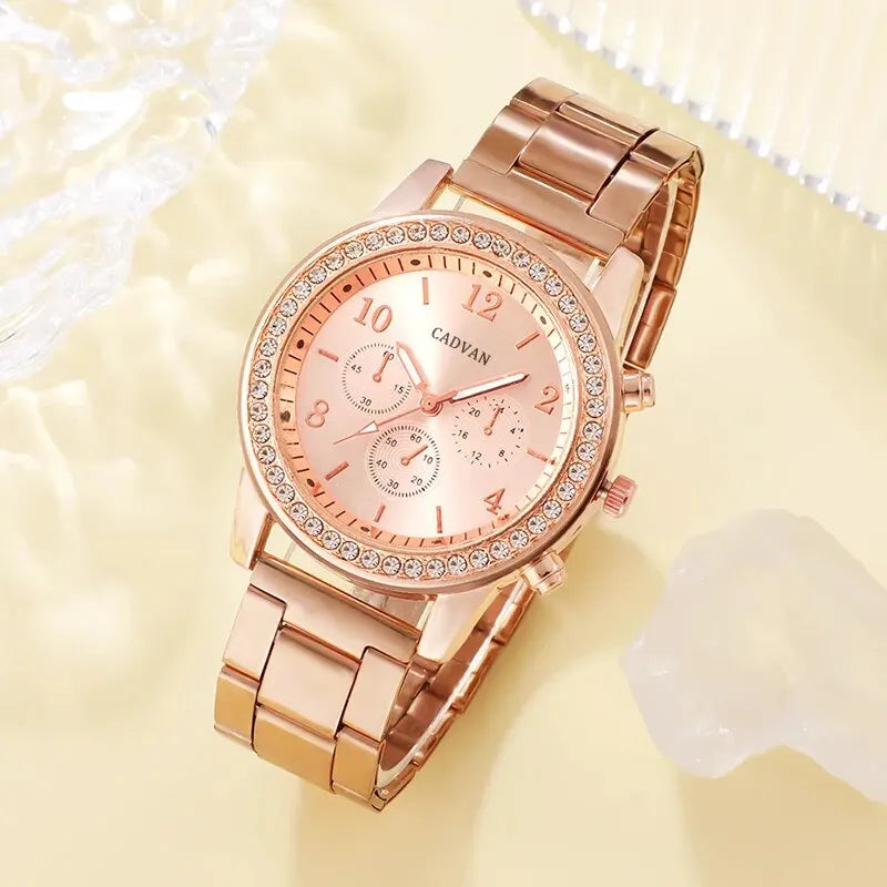 Rose Gold Ring & Watch Jewelry Set – 6 PCS - Zaylure Jewels