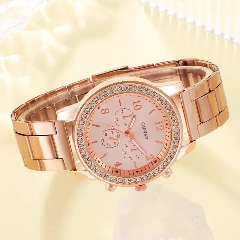 Rose Gold Ring & Watch Jewelry Set – 6 PCS - Zaylure Jewels